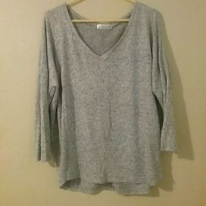 Grey V-neck Blouse